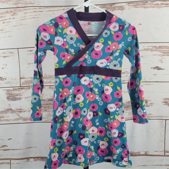 Tea Collection Dress Floral Print Long Sleeve 8 Cotton - Picture 1 of 4